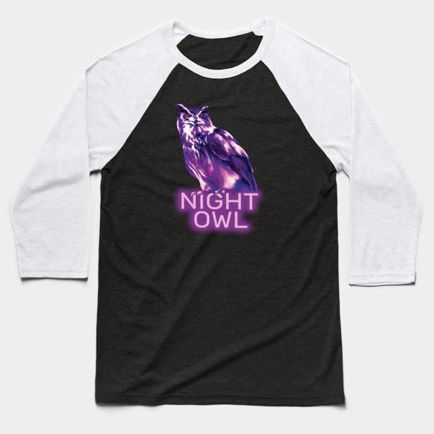 Night Owl Baseball T-Shirt by IA Arts